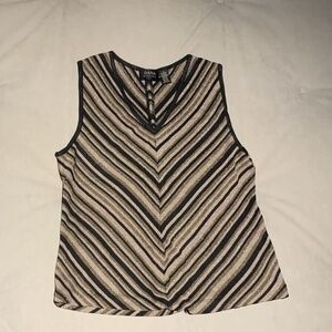 Dana Buchman Black Gold Knit Chevron Knit Vest Top XL NWOT